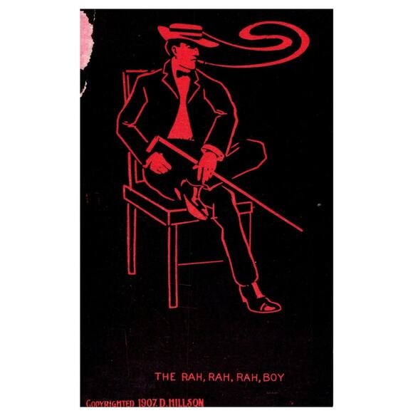 SMOKING TOBACCO GUNS HILLSON RED BLACK VINTAGE POSTCARD (1907) Stamped L:TPC-T - Picture 2 of 3
